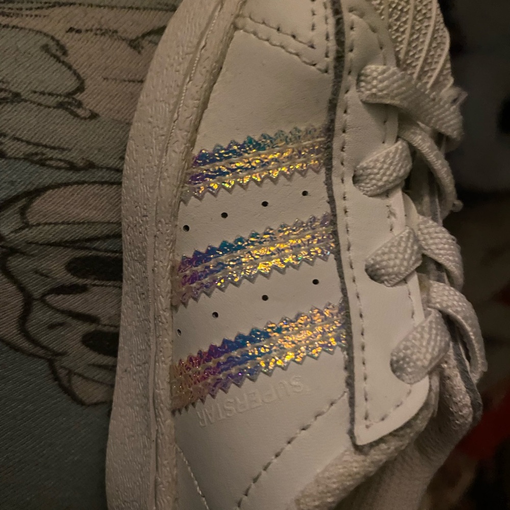 adidas Kids Shoes with White and Iridescent Stripes